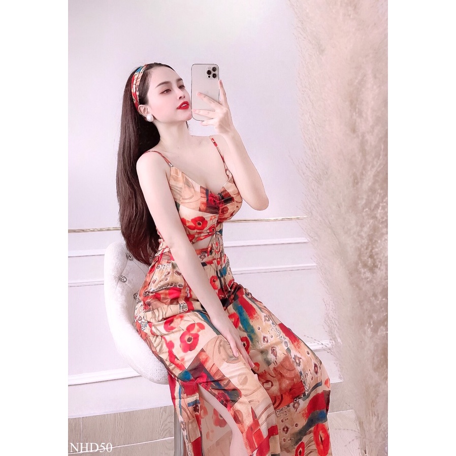 [FREESHIP 50K] Set Bộ Kiểu Nhistore Áo 2 Dây Cúp Ngực Quần Dài Ống Rộng Xẻ Tà Sexy Họa Tiết Đa Dạng Freesize Dưới 57kg
