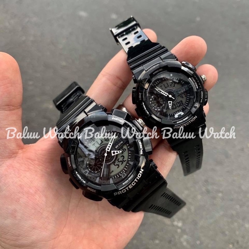 Đồng hồ thể thao nam nữ kim điện tử - GA220 đen 3 kim trắng