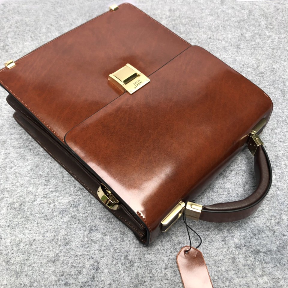 Túi đứng da thật khóa số