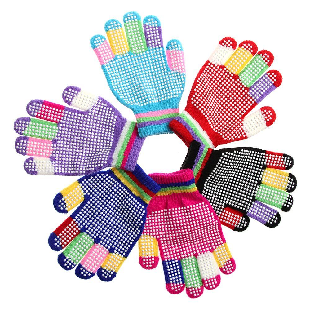 MIHAN1 Hot Non-slip Gloves Magic Anti-slip Rubber Knitted Boy Girl Ski Winter Stretch Warm Kids Children/Multicolor