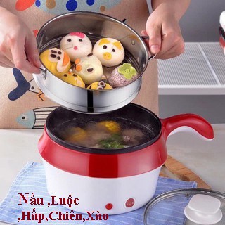 [Nồi Lẩu Đa Năng,Nồi MiNi,Tay Cầm ]Nồi Cơm Điện Mini Đa Năng Tay Cầm  - Tặng Kèm Khay Hấp