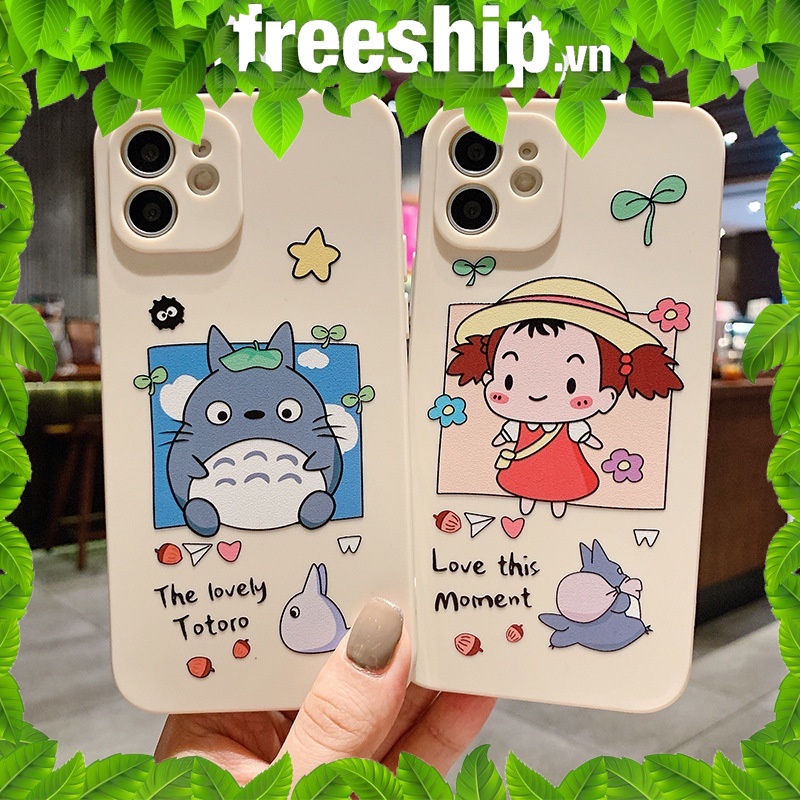 Ốp lưng iphone vuông cạnh ốp iphone 11 pro max hoạt hình Nhật Bản anime TOTORO 6/6plus/7plus/8/x/xsmax/12promax/11 e85