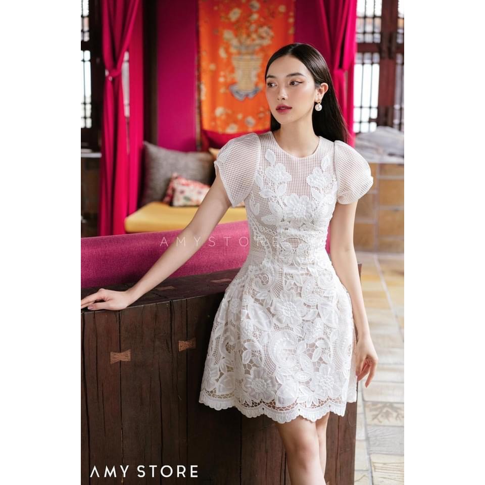 Đầm chữ A ren cao cấp Amy