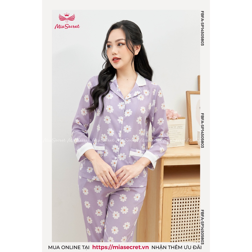 Bộ Đồ Ngủ Pijjama Mia Secret - Hoa Xuyến Chi Tím Mix Trắng Dài Tay - SP14505803 | BigBuy360 - bigbuy360.vn