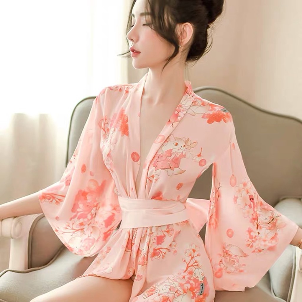 Đồ ngủ sexy công chua hoa anh đào kimono gợi cảm quyến rũ