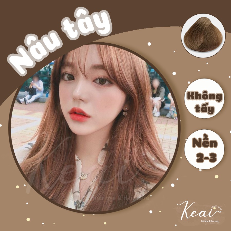 Thuốc nhuộm tóc tại nhà Nâu Lạnh - Nâu Tây - Nâu Mocha - kèm oxi - không tẩy - Keaihairdye