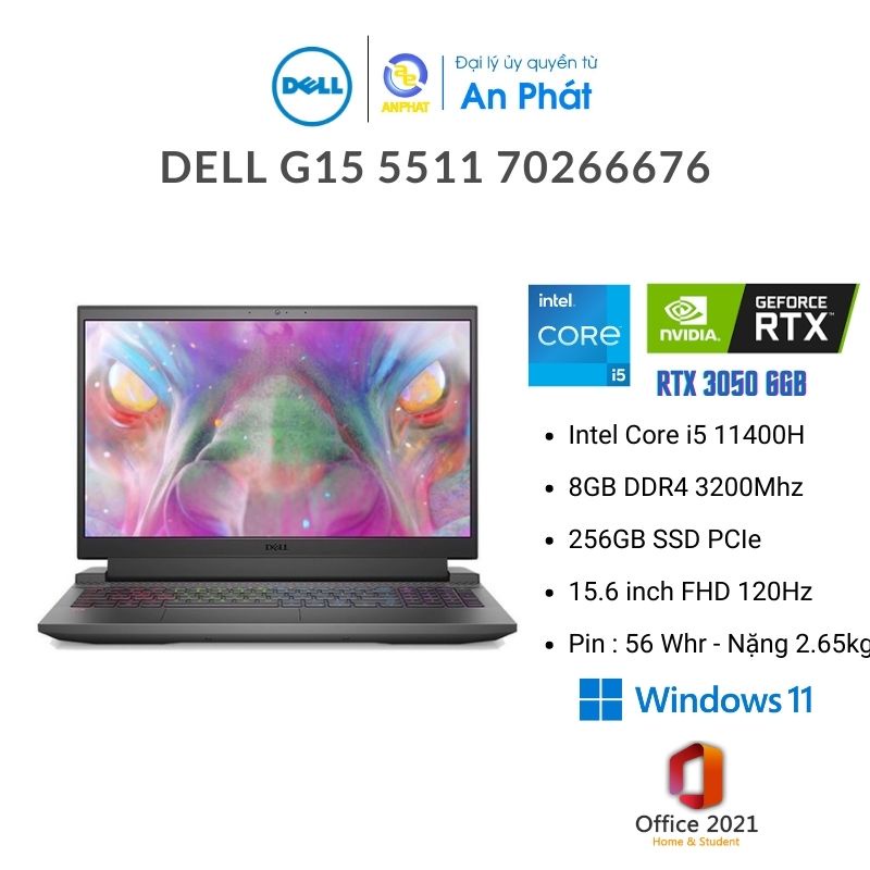 Laptop Dell G15 5511 70266676 (Core™ i5-11400H + RTX 3050 4GB)