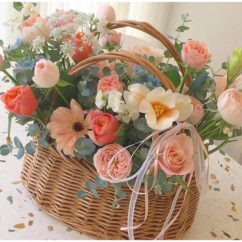 giỏ mây cắm hoa,decor, đựng đồ đa năng- có ảnh thật