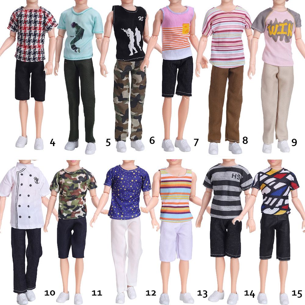 Bộ quần áo và giày nhiều phong cách trang trí cho búp bê nam