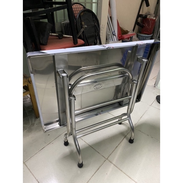 Bàn inox xếp cao cấp gấp gọn dễ dàng sử dụng tiết kiệm chỗ trong nhà bền đẹp inox 100%