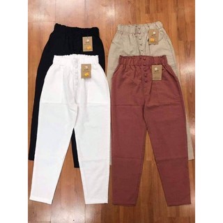 Quần baggy cúc bọc chất đũi mềm mát