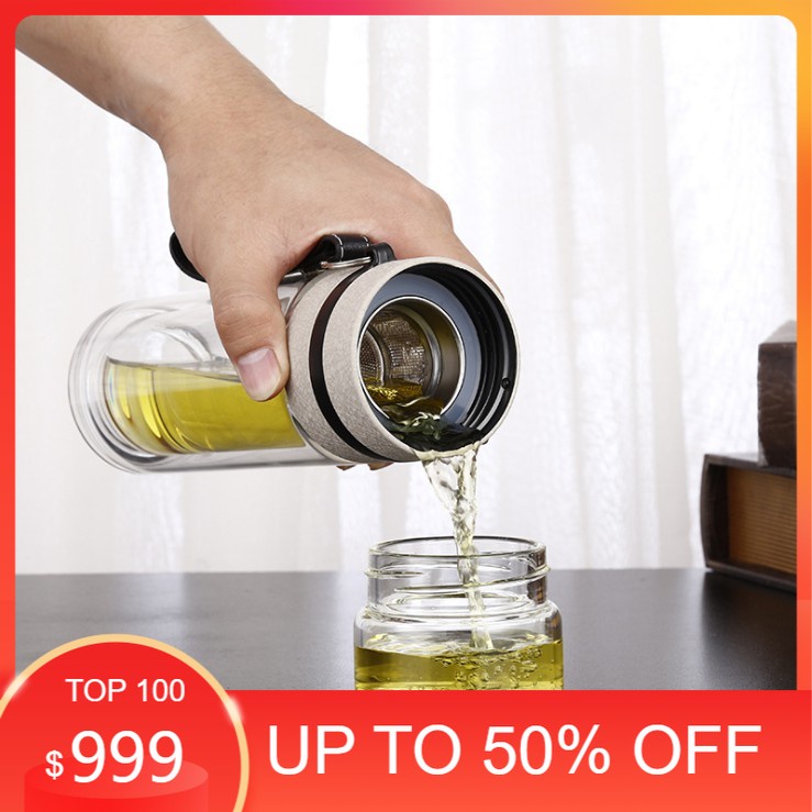 Bình giữ nhiệt thủy tinh 2 lớp cách nhiệt và giữ nhiệt đến 6h 400ml - Kho Sỉ Thanh Yến vgh77