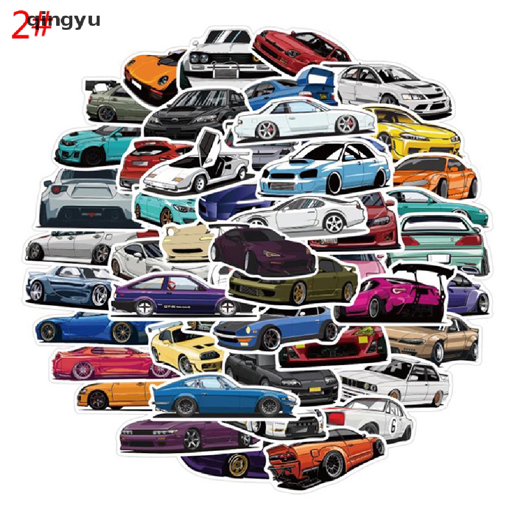 qingyu 50Pcs JDM Automotive Car Graffiti Sticker Guitar Suitcase Skateboard Sticker PLI