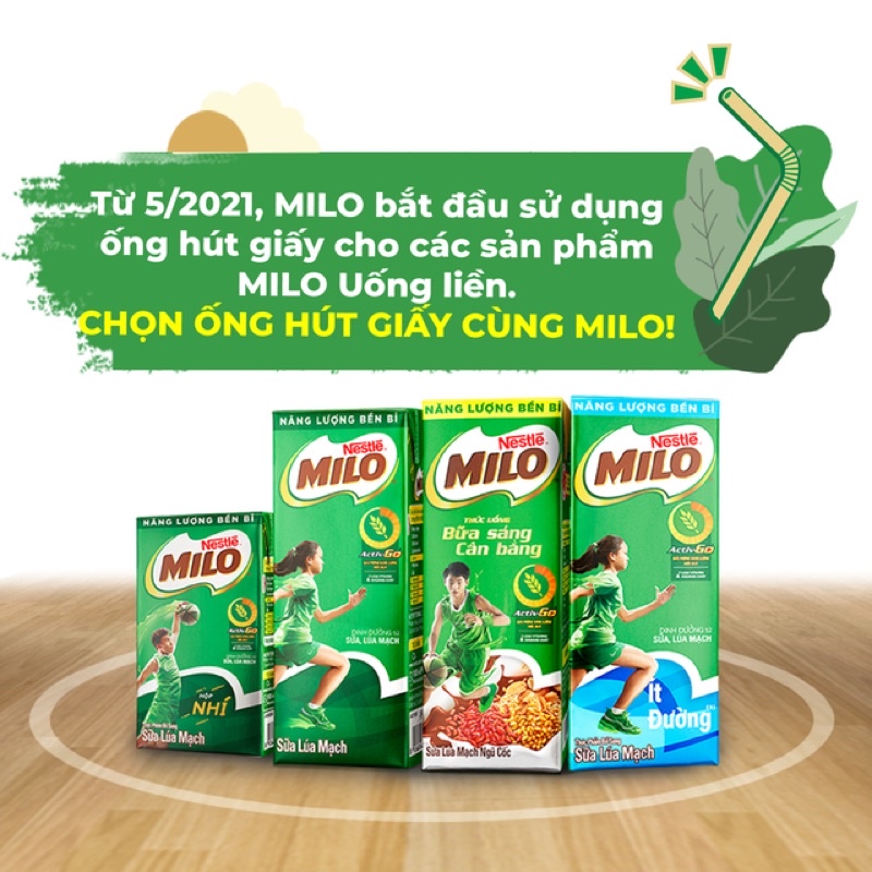 Sữa lúa mạch Nestle Milo có đường/ ít đường 180ML (lốc 4 hộp)