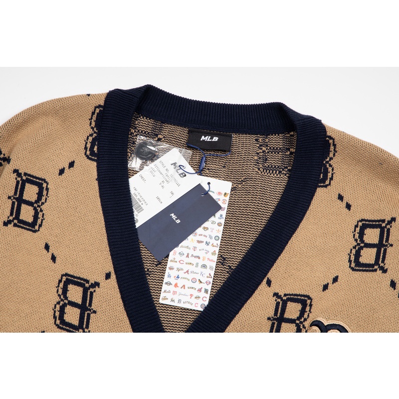 ❤❀  ❤ Mlb Áo Khoác Cardigan Tay Dài Cổ Chữ V Thêu Chữ Thời Trang