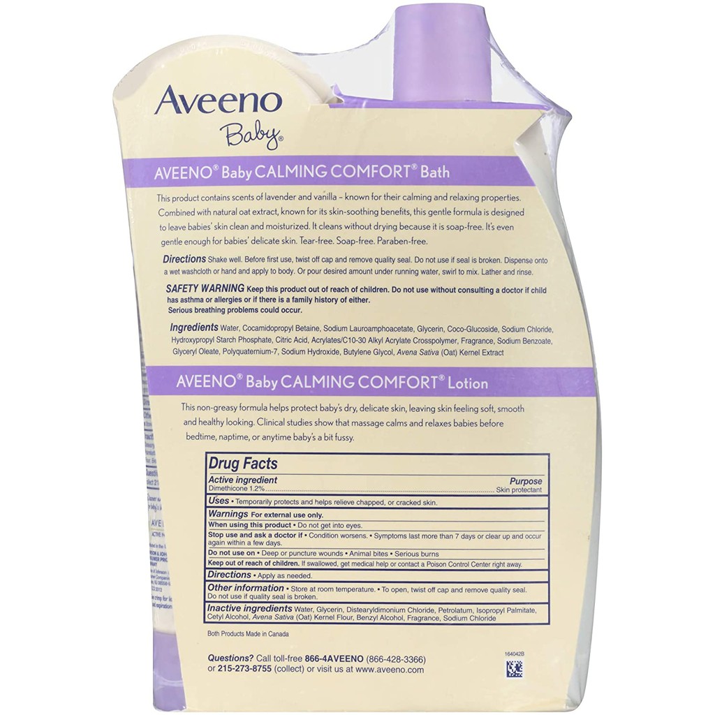 Set sữa tắm + Lotion Aveeno Baby Calming Comfort hương Lavender