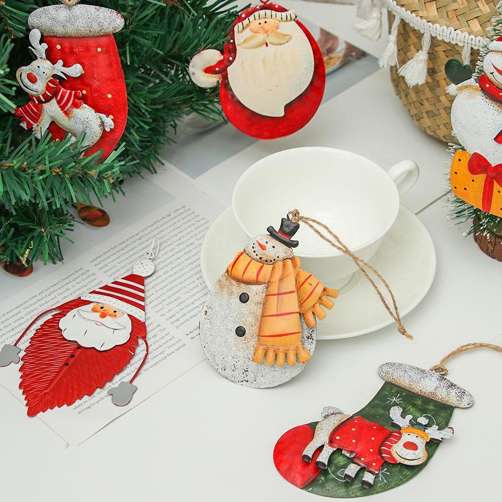 Phụ Kiện Treo Trang Trí Giáng Sinh Bằng Sắt Sơn Kim Loại Hình Ông Già Noel Tuần Lộc