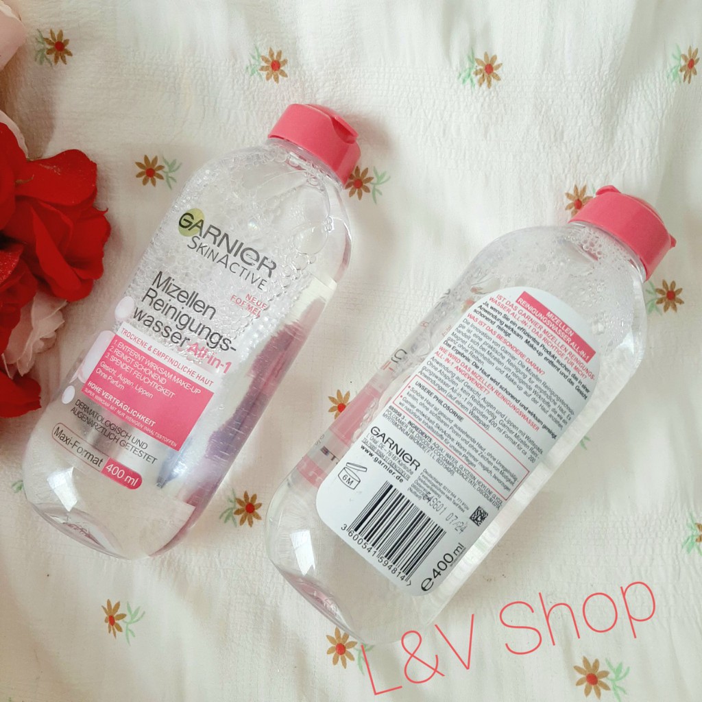 [L&amp;V] Nước tẩy trang Garnier Micellar 400ml Pháp Nga