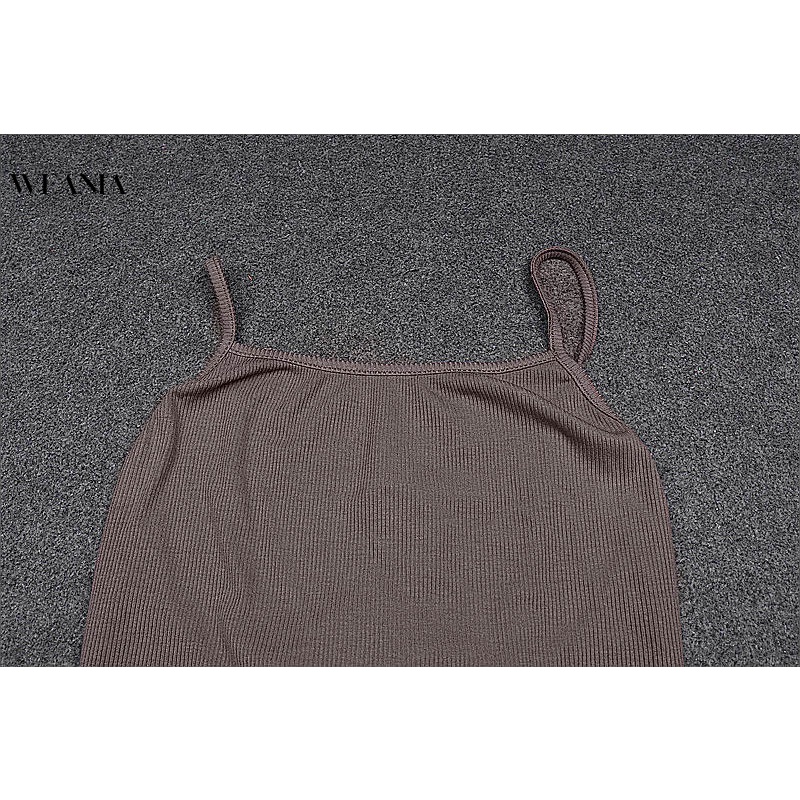 Đầm sát nách WEANIA hở lưng chất cotton thiết kế xẻ quyến rũ