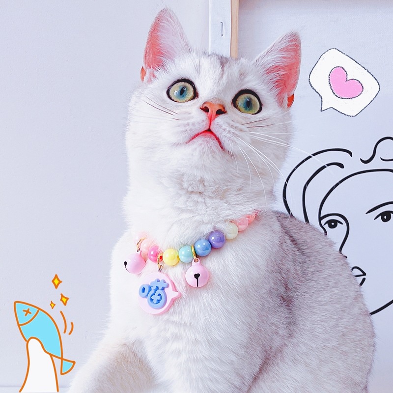 Vòng đeo cổ hạt ngũ sắc CAMQUYTSTORE cho thú cưng chó mèo