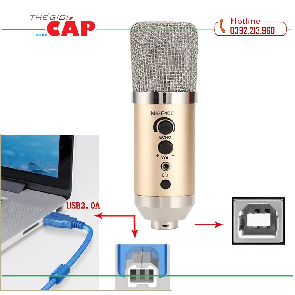 Microphone Thu Âm Live Stream MK-F400USB - Kết nối qua cổng USB