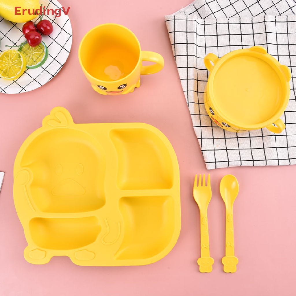 Bộ Dụng Cụ Ăn Uống Hình Vịt Vàng Hoạt Hình Dành Cho Trẻ Em