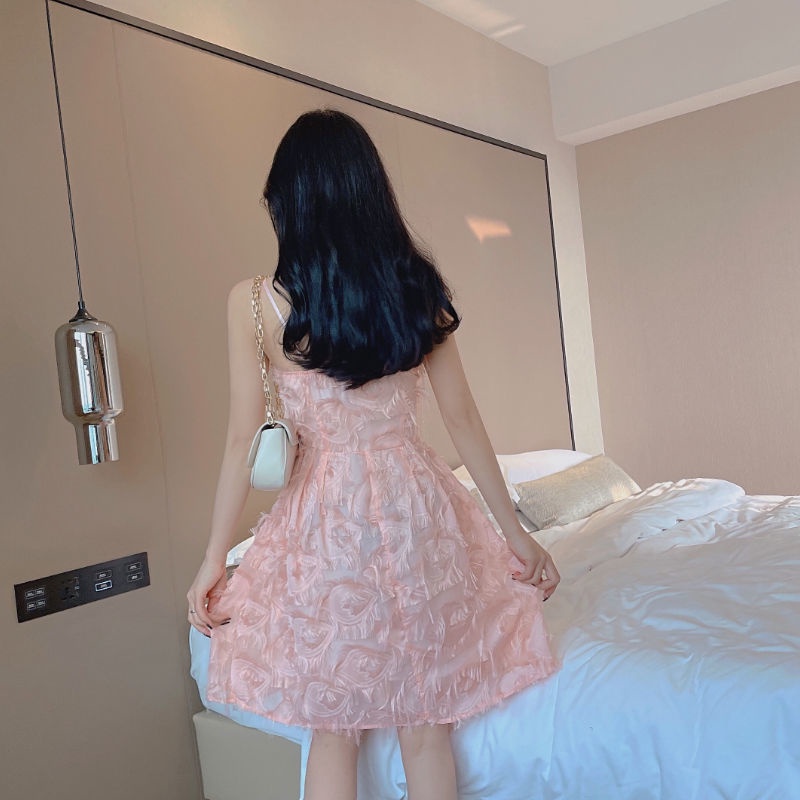 Đầm Hai Dây Cổ Chữ v Hở Lưng Thanh Lịch Hợp Thời Trang