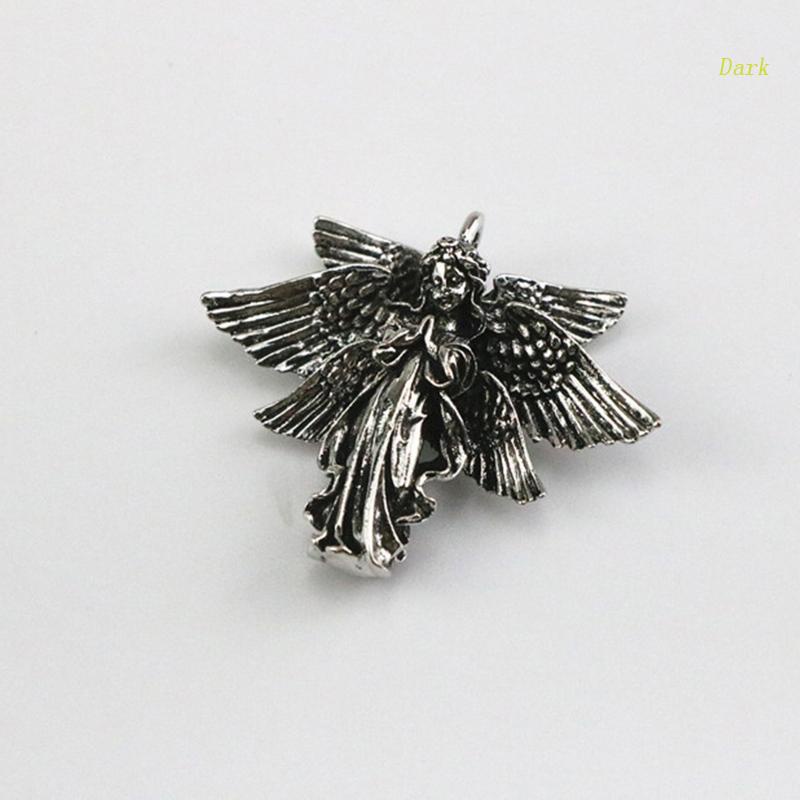 Mặt Dây Chuyền / Vòng Đeo Tay / Chìa Khóa Hình Thiên Thần Bằng Bạc Sẫm Màu Phong Cách Cổ Điển Độc Đáo DIY