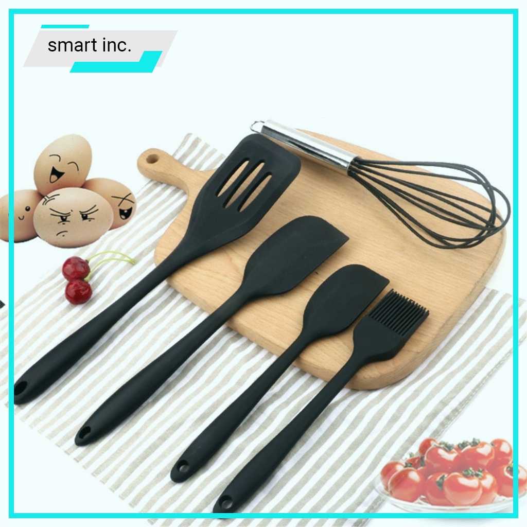 Dụng Cụ Làm Bánh Phới Trộn Bột Spatula Đánh Trứng Cọ Quét Bằng Silicon 5 Món