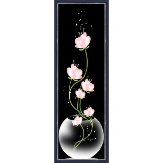 Tranh dán tường khổ dọc HD Bình hoa pha lê nền đen sang trọng HUD0189K KT 40 x 120 cm