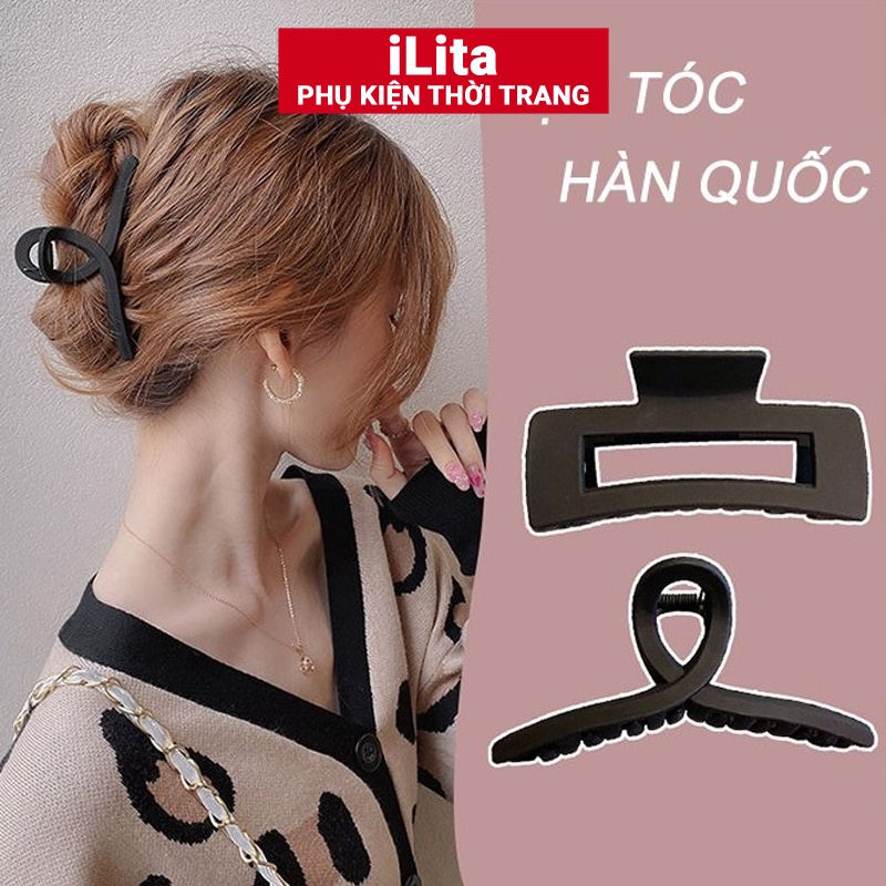Kẹp Tóc Càng Cua Hàn Quốc Nữ Đẹp Hottrend Nhám Cỡ Size Lớn Ilita Cặp Búi Tóc Dễ Thương Cào 10 Răng, 14 Răng Màu Xanh