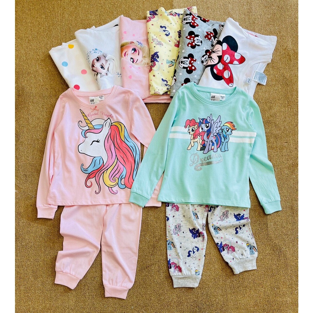 Bộ ngủ bé gái Elsa, Pony, Mine...hàng xuất dư xịn 2-10T