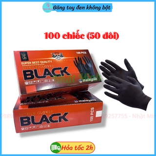 Găng tay đen không bột hộp 100 chiếc (50 đôi)