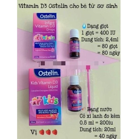 [Chính Hãng] Vitamin D3 Drops Ostelin 2.4ml & Vitamin D3 Liquid Ostelin 20m