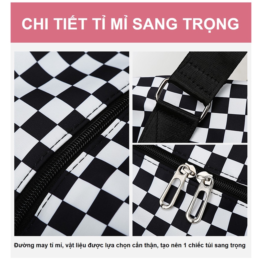 Túi Du Lịch Size Đại Caro Có Ngăn Tách Đồ Khô Ướt, Cài Vali Tiện Dụng Phong Cách Trẻ Trung Hiện Đại Sarus Crane SC25
