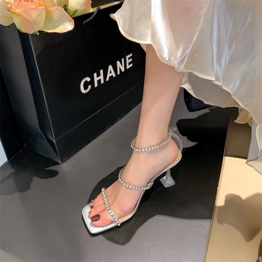 Giày cao gót 7cm đính dây xoàn cao cấp A5