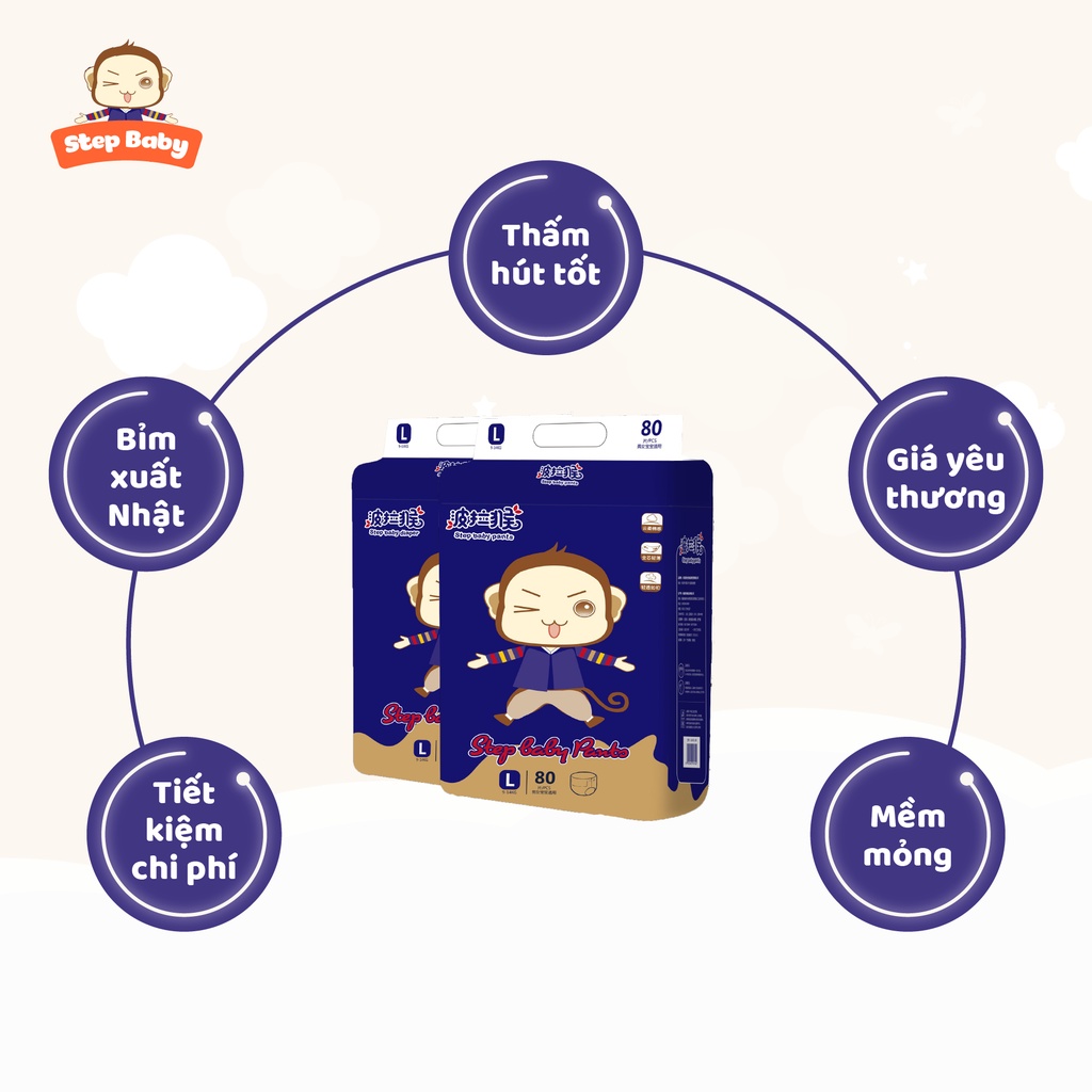 STEPBABY - CHỌN QUÀ Ở LINK - 1 bịch ĐẠI / MINI 🙉 Tã/Bỉm quần/dán Step Baby 🙉 Babycute, Sumikko, Takizumi, Bỉm khỉ, voi