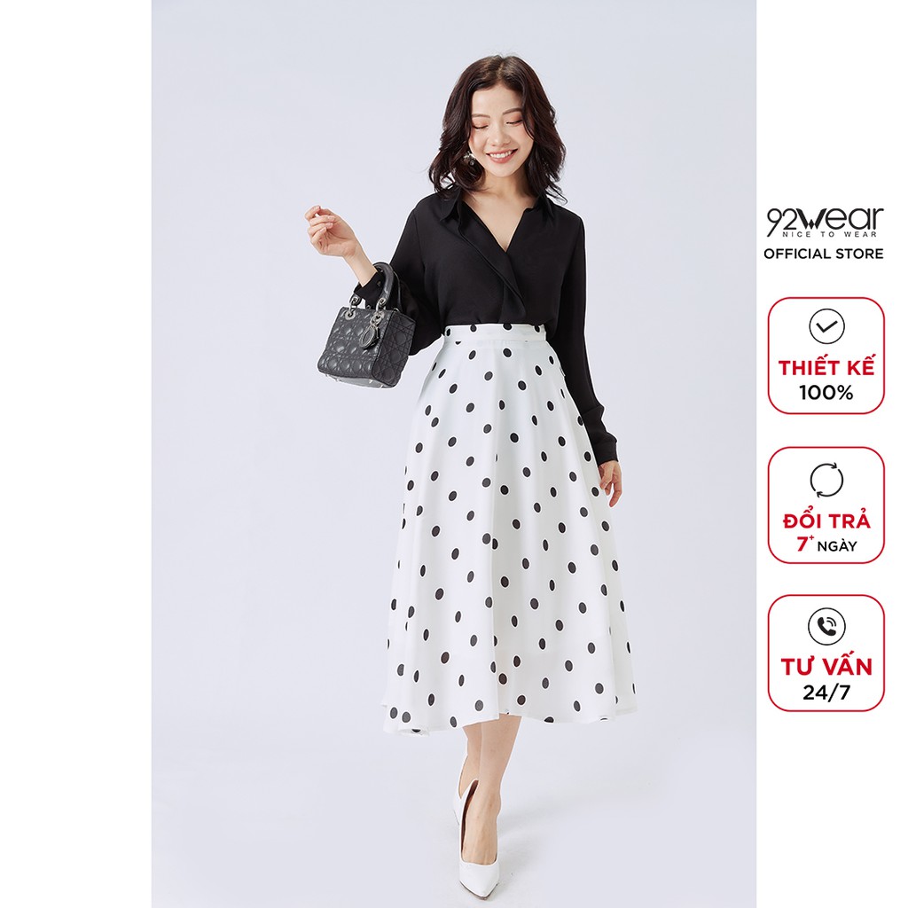 Áo sơ mi nữ dài tay cổ đức 92WEAR hàng thiết kế phong cách công sở cao cấp ASA0343