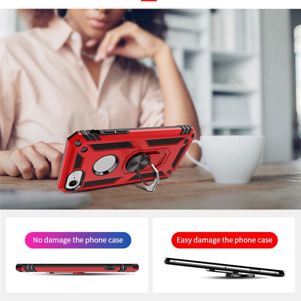 Ốp điện thoại kiểu giáp kèm giá đỡ nhẫn từ tính sang trọng cho iphone 11 Pro Max SE 2020 7 8 6 6S Plus X XR XS Max