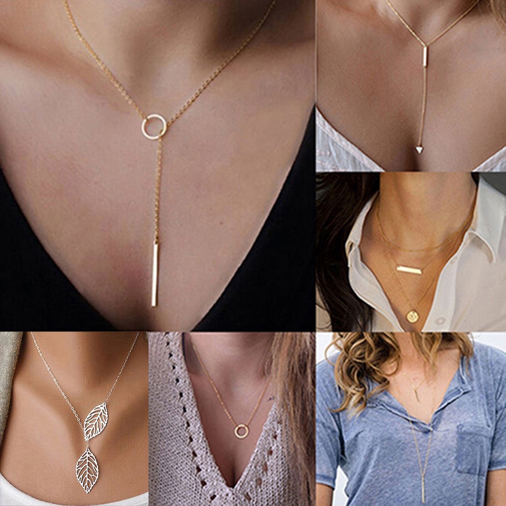 Dây chuyền hợp kim hình 2 chiếc lá đơn giản sang trọng dành cho nữ