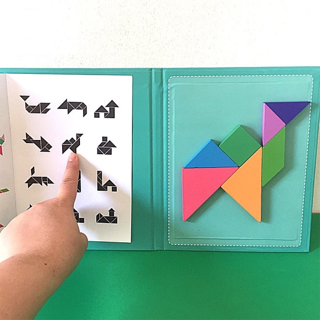 Đồ chơi xếp hình nam châm sách xếp hình tangram gỗ sáng tạo phát triển trí thông minh đồ chơi gỗ Bonkids toys
