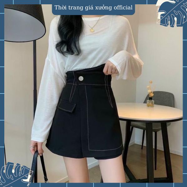 Quần short cạp cao viền chỉ nổi cá tính