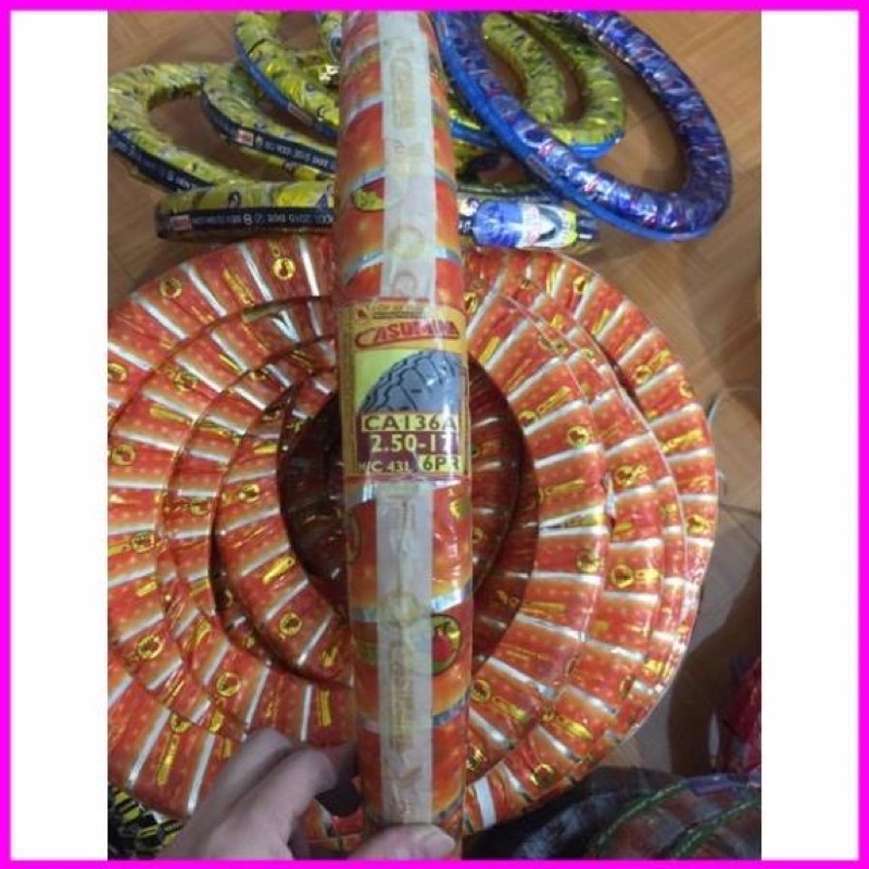 Vỏ lốp caosumina có săm sau wave anpha 100 2.50-17