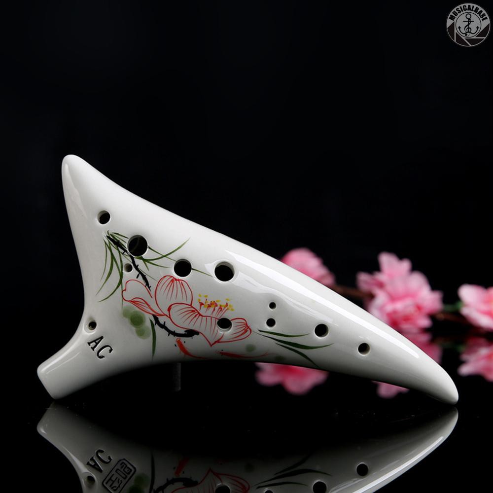 Sáo Ocarina 12 Lỗ Vẽ Tay Bằng Gốm Kèm Túi Đựng Bảo Vệ