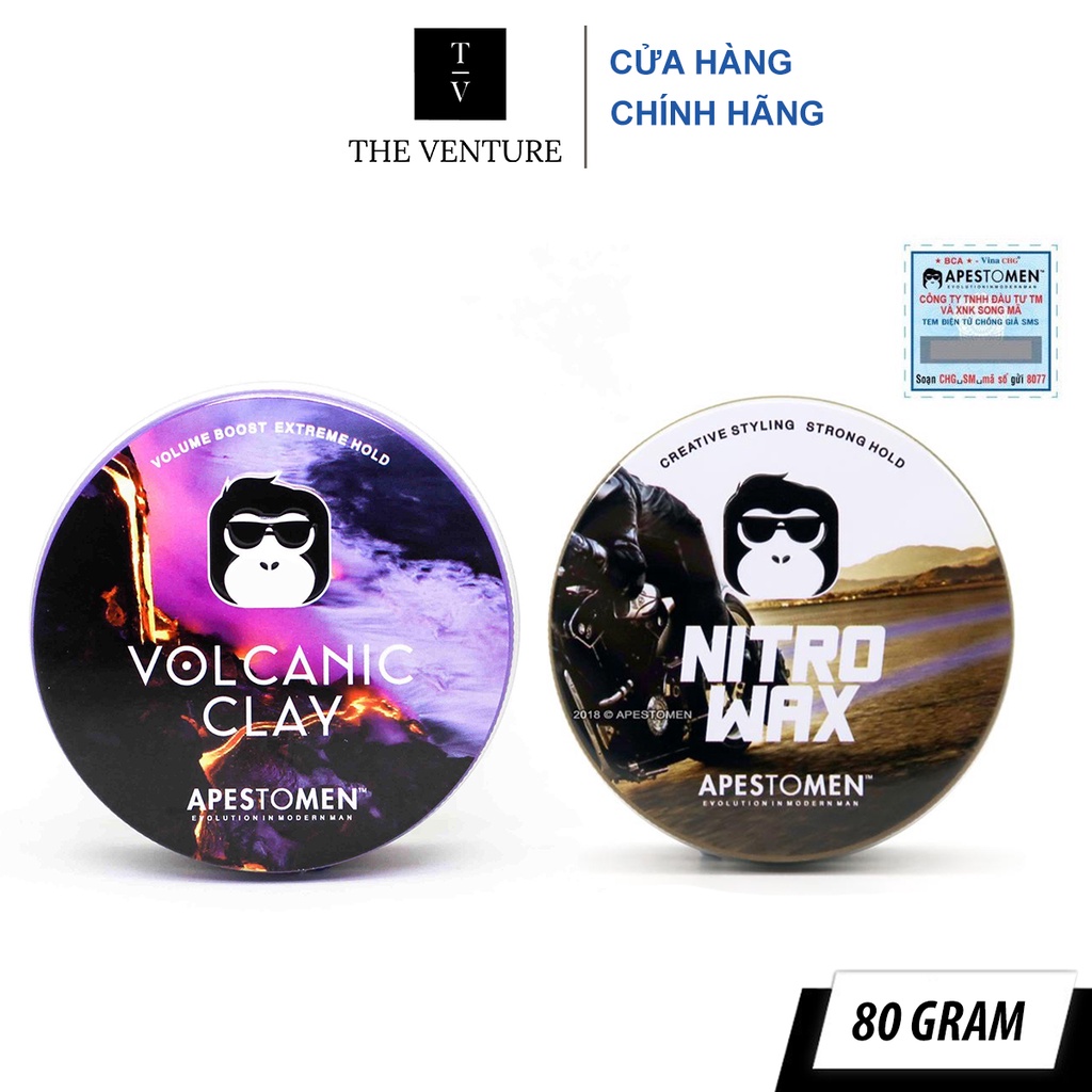 [ Combo ] Sáp Vuốt Tóc Apestomen Volcanic Clay và Nitro Wax Chính Hãng - 80 Gram