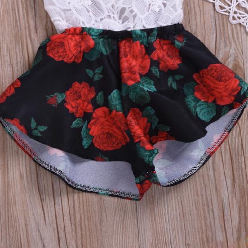 Bộ Áo Liền Quần In Hoa Dễ Thương Dành Cho Bé Gái akku