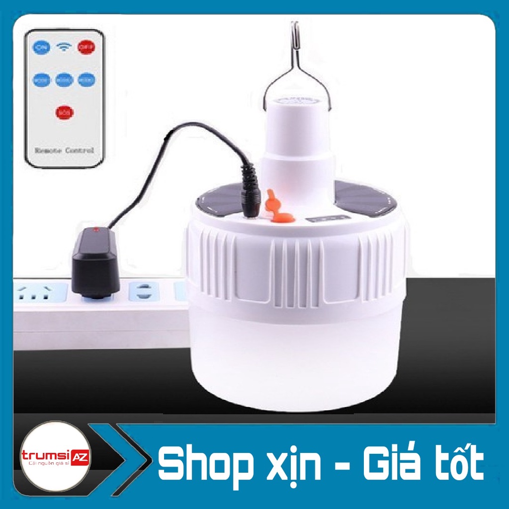 Bóng Đèn Led Sạc Tích Điện V51 Có Remote 60W - Bóng Đèn Tích Điện Năng Lượng Mặt Trời Có Móc Treo