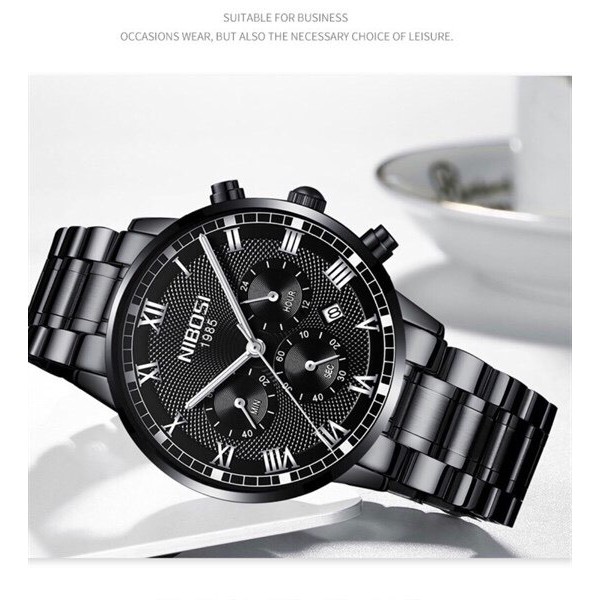 ĐỒNG HỒ NAM NIBOSI SANG TRỌNG DÂY VỎ INOX NGUYÊN KHỐI HÀNG HÃNG FULL BOX [ ĐỒNG HỒ NAM ] | BigBuy360 - bigbuy360.vn