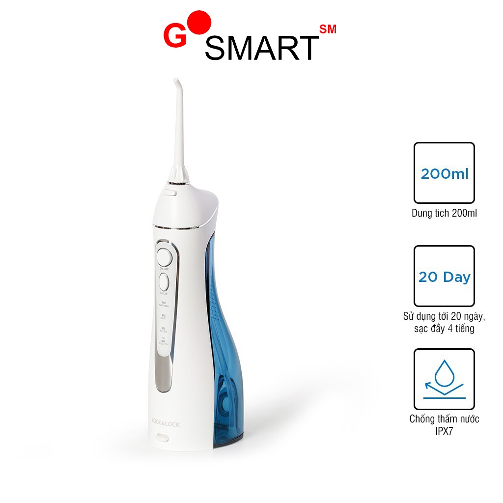 Máy tăm nước không dây Lock&Lock ENR156BLU Cordless Oral Irrigator 200ml Màu xanh