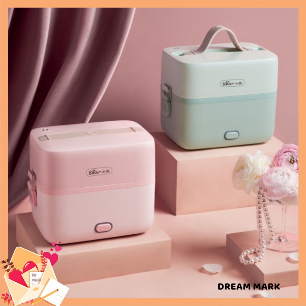 Hộp cơm cắm điện Bear DFH-B12E1, 1.2 lít, 2 tầng 3 ngăn, nấu chín, hâm nóng và giữ nhiệt, sử dụng inox 304